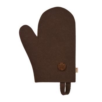 Рукавица для бани коричневая с деревянным логотипом Банные штучки С/П